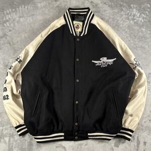 Steve & Barry’s Hot Rod Cafe Varsity Jacket XXXL Wool Leather Racing